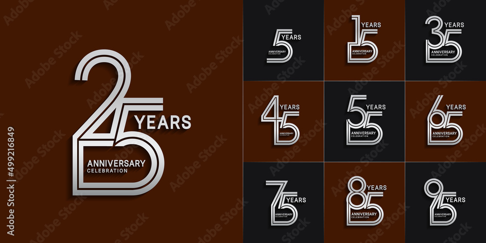 set of anniversary premium collection silver color can be use for celebration event set of anniversary premium collection silver color can be use for celebration event