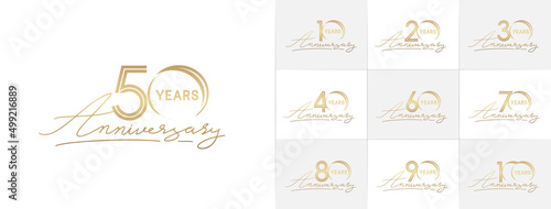 set of anniversary premium collection golden color can be use for celebration event