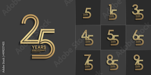 set of anniversary premium collection golden color can be use for celebration event