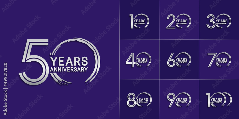 set of anniversary premium collection silver color can be use for celebration event