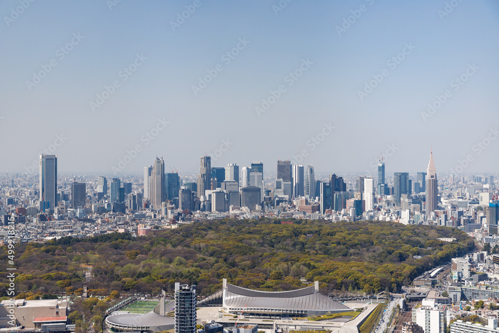 Fototapeta premium 渋谷スカイから見た新宿区方面の風景とビル群