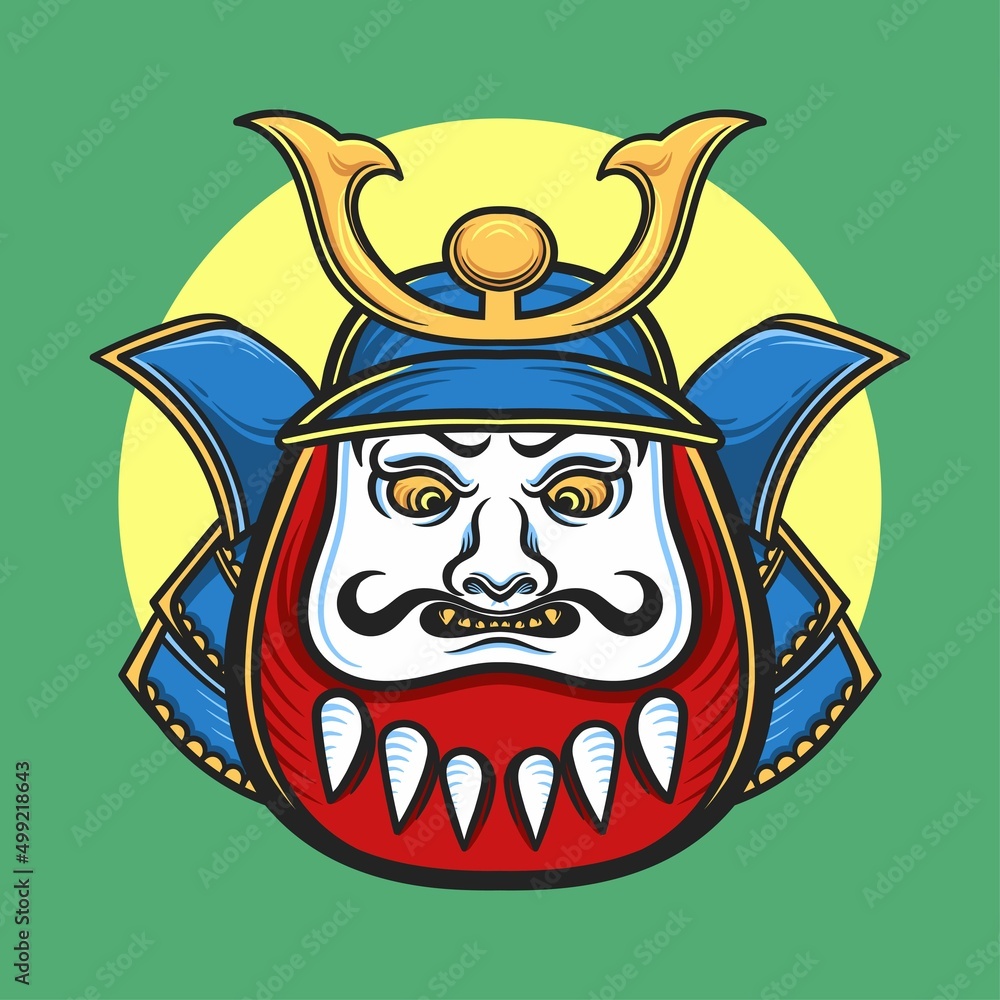 Daruma wearing samurai helmet vector illustration Daruma wearing samurai helmet vector illustration