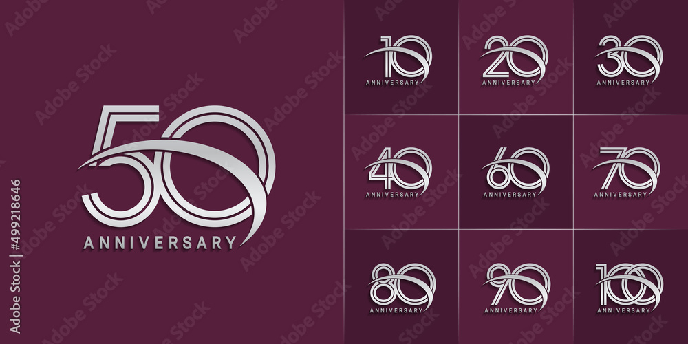 set of anniversary premium collection silver color can be use for celebration event set of anniversary premium collection silver color can be use for celebration event