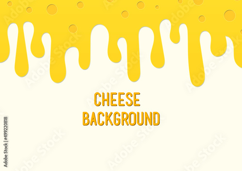 Flowing porous cheese on top with a space background. Papercut style.
