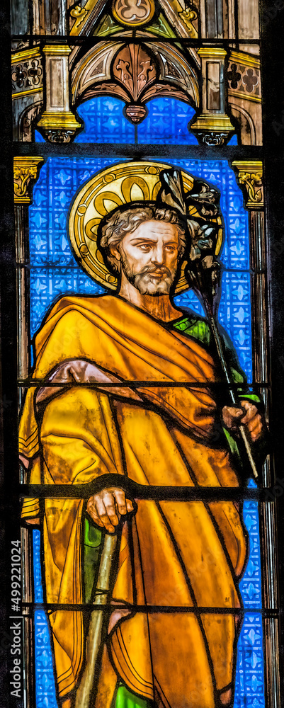 Saint Joseph Stained Glass  Saint Perpetue Church Nimes Gard France
