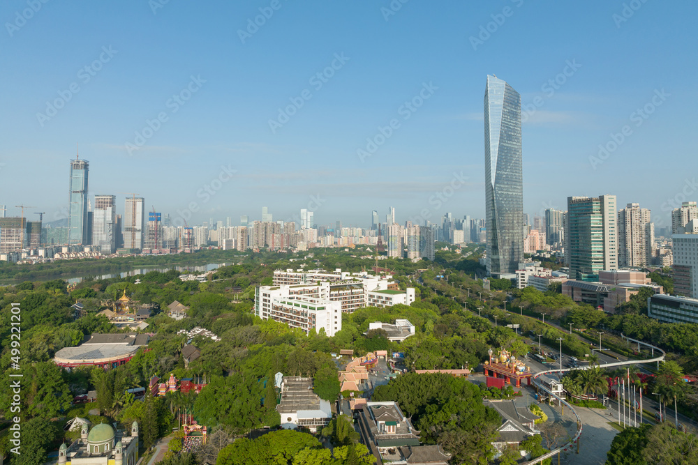 Obraz premium Aerial view of multistory apartment construction site in China