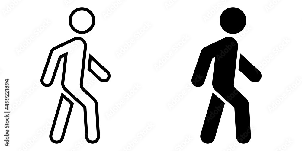 ofvs34 OutlineFilledVectorSign ofvs - person walking vector icon . isolated  transparent . human silhouette - people walk . black outline and filled  version . AI 10 / EPS 10 . g11317 Stock Vector | Adobe Stock