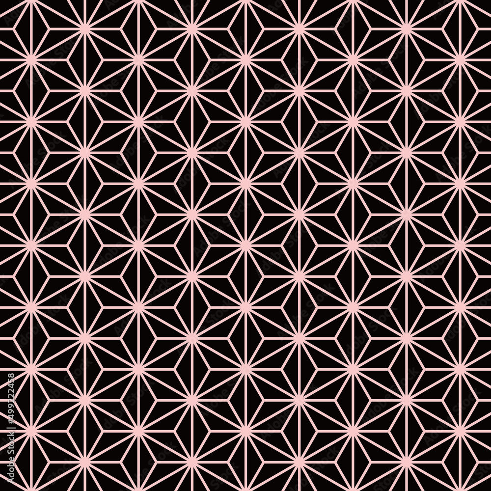 Fototapeta premium 麻の葉模様 黒×ライトレッド