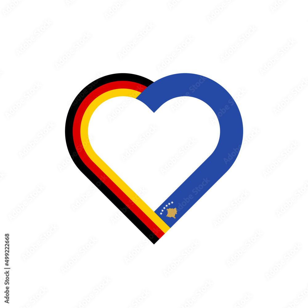 unity concept. heart ribbon icon of germany and kosovo flags. vector illustration isolated on white background