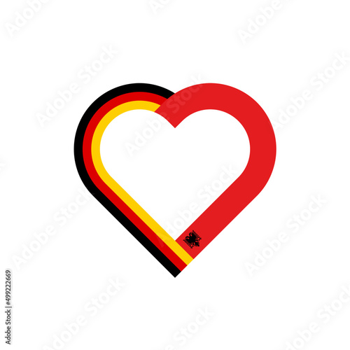 unity concept. heart ribbon icon of germany and albania flags. vector illustration isolated on white background