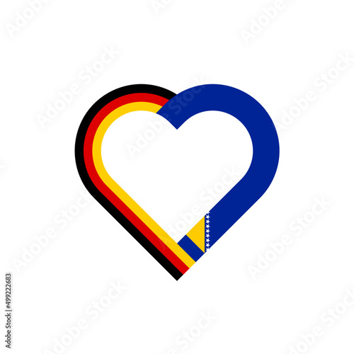 unity concept. heart ribbon icon of germany and bosnia and herzegovina flags. vector illustration isolated on white background
