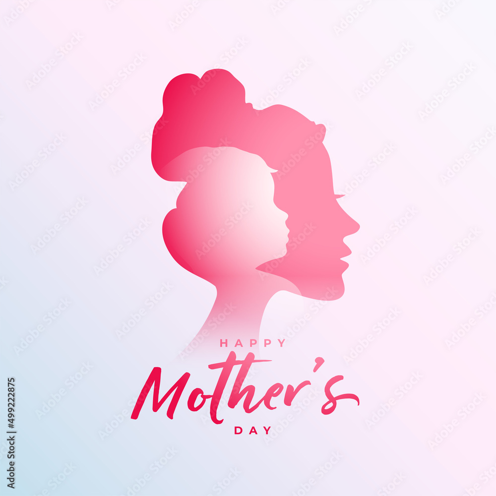 mom face with child shade mother's day card design
