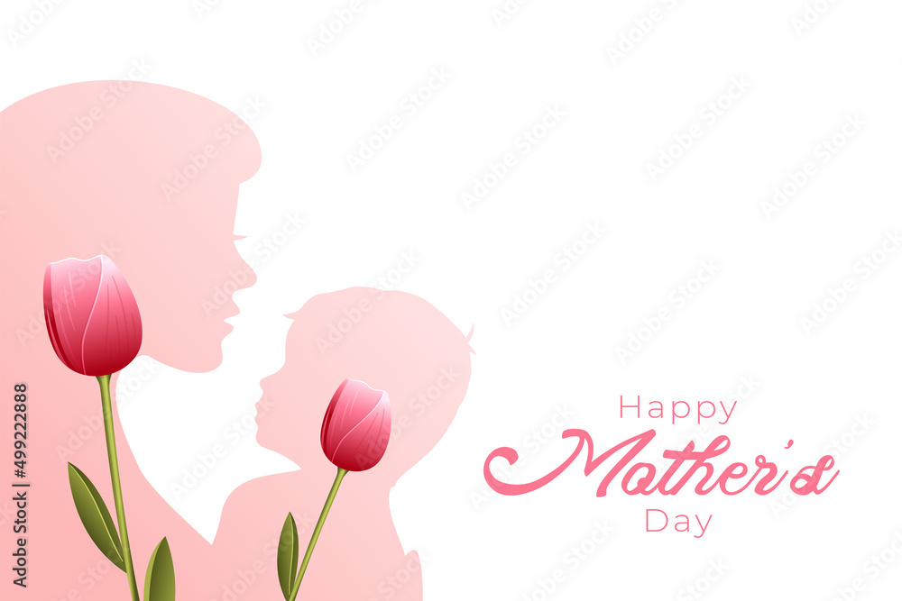mom and child mother's day celebration card background with tulip flowers mom and child mother's day celebration card background with tulip flowers