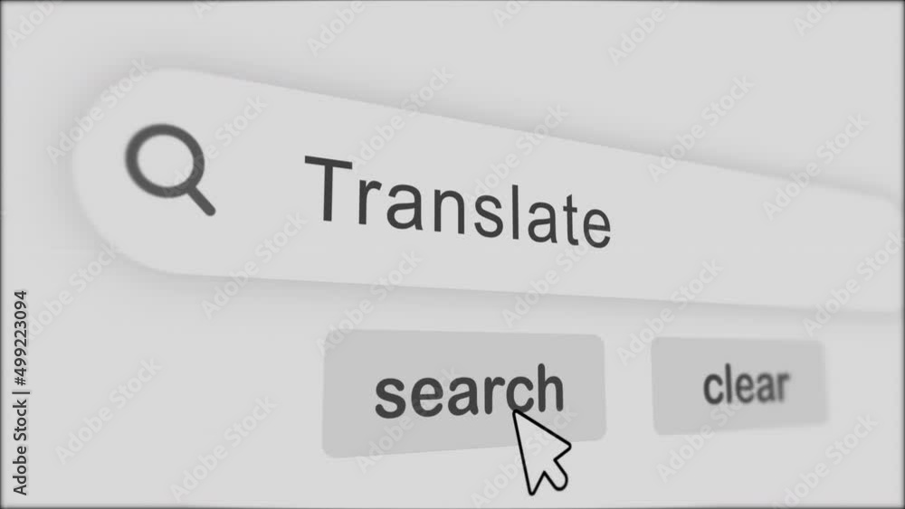 translate typing on Search Bar with click Animation.vintage monitor screen. Searching the word on internet search browser. translate typing on Search Bar with click Animation.vintage monitor screen. Searching the word on internet search browser.