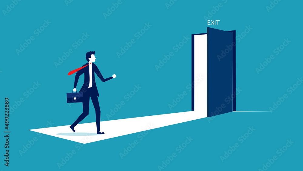 The businessman found the exit door. business solution
