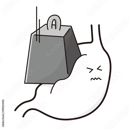 Vector illustration when the stomach is heavy.