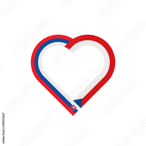unity concept. heart ribbon icon of slovakian and czechia flags. vector illustration isolated on white background