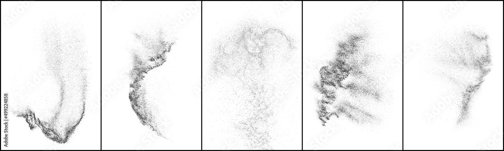 Set of distressed black texture. Dark grainy texture
background. Dust overlay textured. Grain noise par
white effect. Halftone vector illustration, Eps 10.