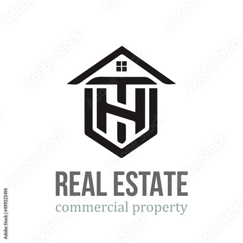 Design a modern real estate letter TH logo