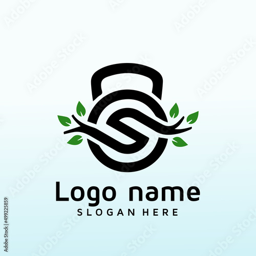 Modern and simple logo design for a small gym focused on strength tree
