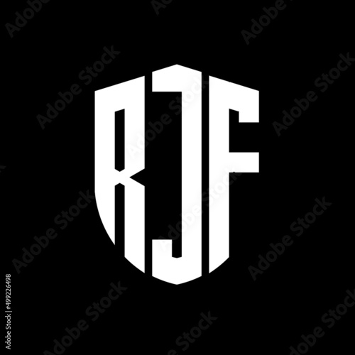 RJF letter logo design. RJF modern letter logo with black background. RJF creative  letter logo. simple and modern letter logo. vector logo modern alphabet font overlap style. Initial letters RJF  photo