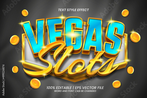 Editable Text Effect Vegas Slots Blue 3D Bold Luxury Style photo