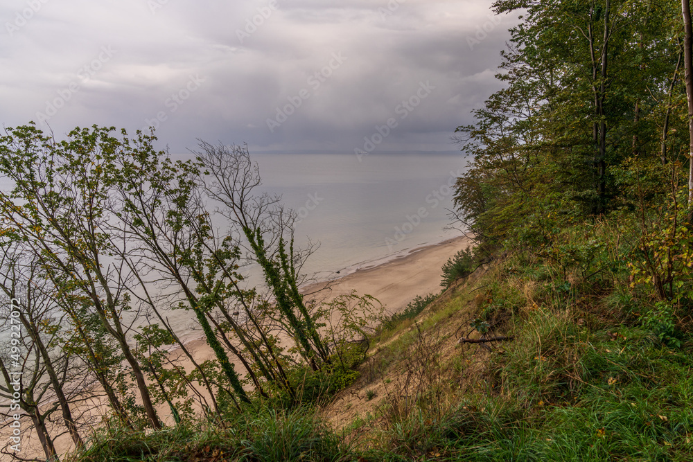The Baltic Sea coast with the cliffs and the beach near Bansin, Mecklenburg-Western Pomerania, Germany