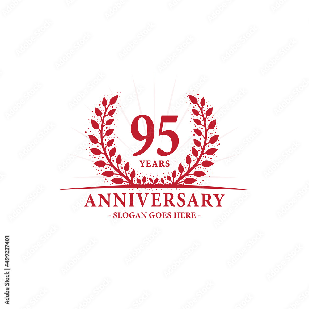 95 years celebrating anniversary logo. 95th years anniversary design template. Vector and illustration.
95 years celebrating anniversary logo. 95th years anniversary design template. Vector and illustration.