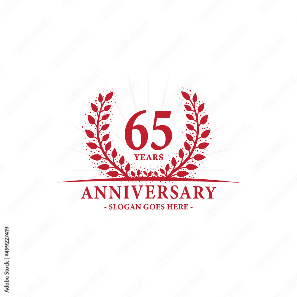 65 years celebrating anniversary logo. 65th years anniversary design template. Vector and illustration.
65 years celebrating anniversary logo. 65th years anniversary design template. Vector and illustration.