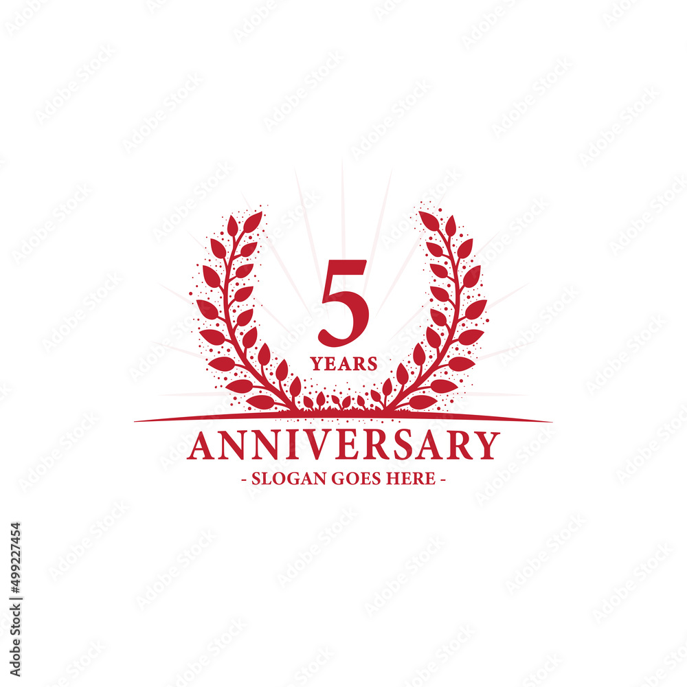 5 years celebrating anniversary logo. 5th years anniversary design template. Vector and illustration.
5 years celebrating anniversary logo. 5th years anniversary design template. Vector and illustration.