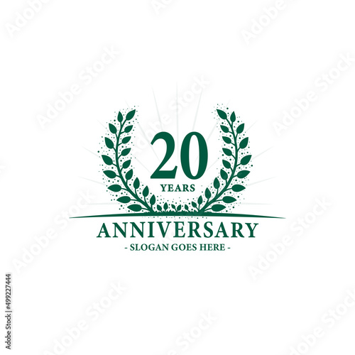 20 years celebrating anniversary logo. 20th years anniversary design template. Vector and illustration. 