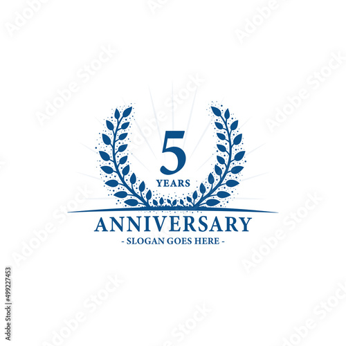 5 years celebrating anniversary logo. 5th years anniversary design template. Vector and illustration.
