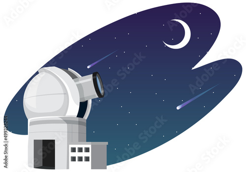 Astronomy theme with telescope on the building