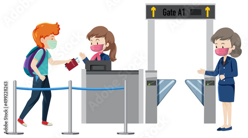 Airport gate with staffs and passenger