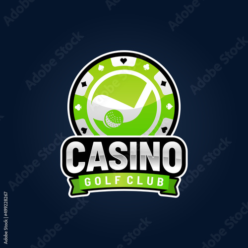 Golf casino logo design with poker chip concept