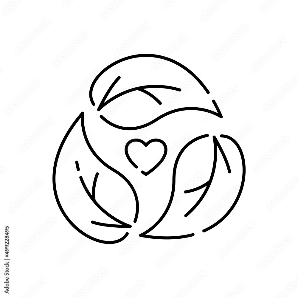 Obraz premium Vegetarian or vegan and health skin care and cosmetics. Green natural lotion and cream. Leaves line vector icon