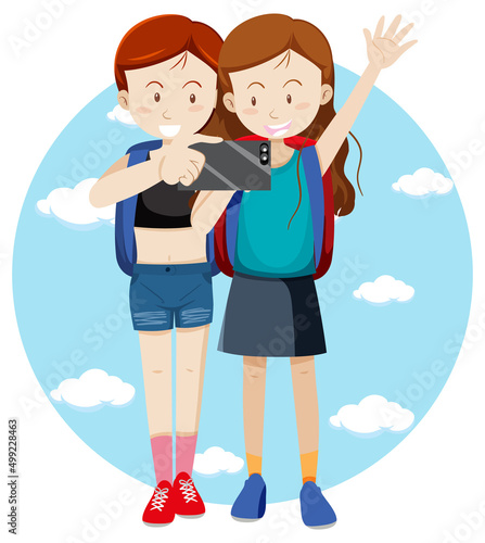 Bestfriend traveller cartoon character