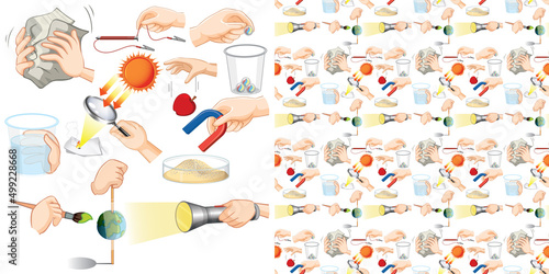 Seamless background with science equipments