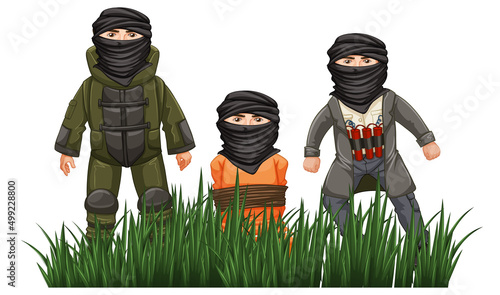 Three terrorists behind the bush