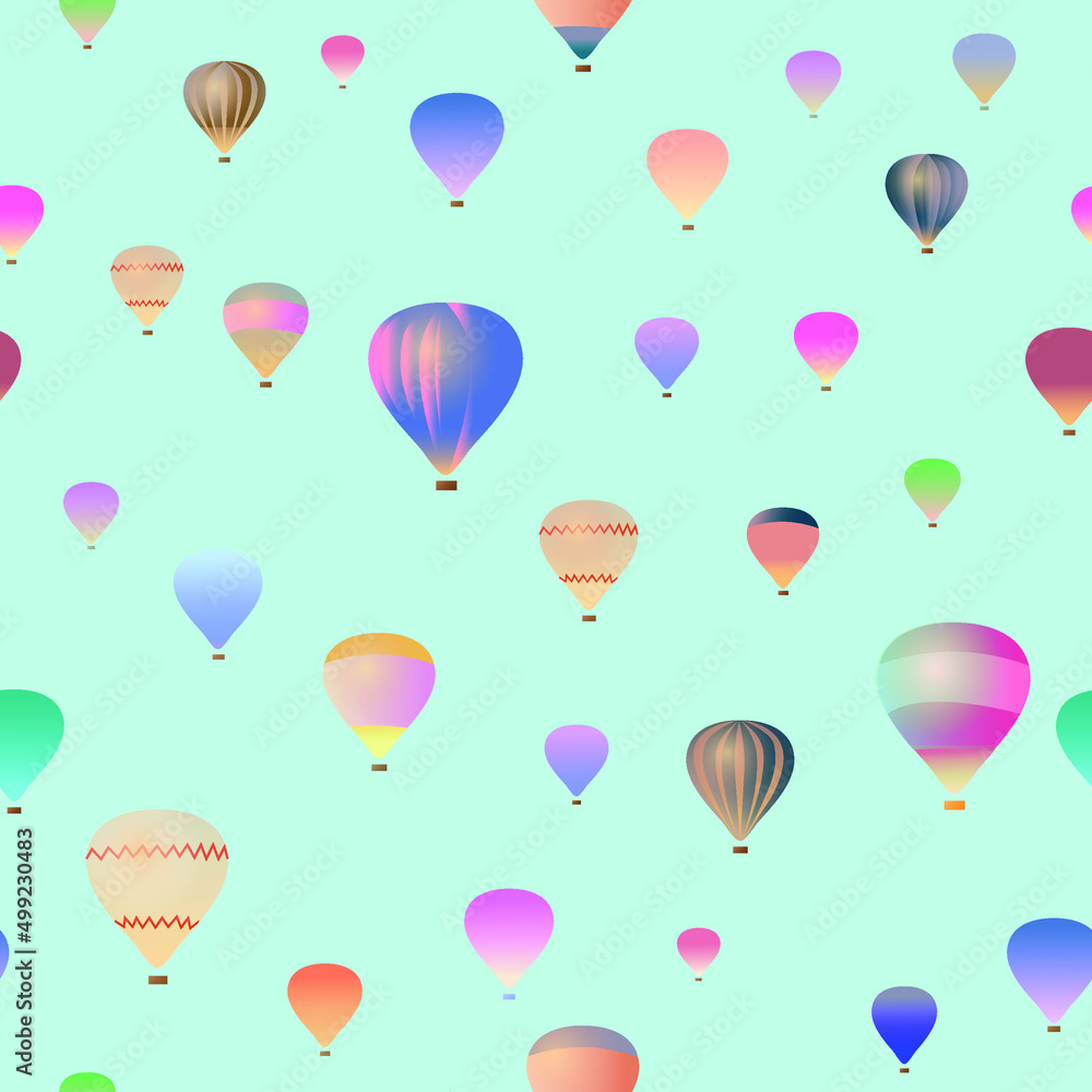 Vector image, a seamless pattern of balloons on a blue background