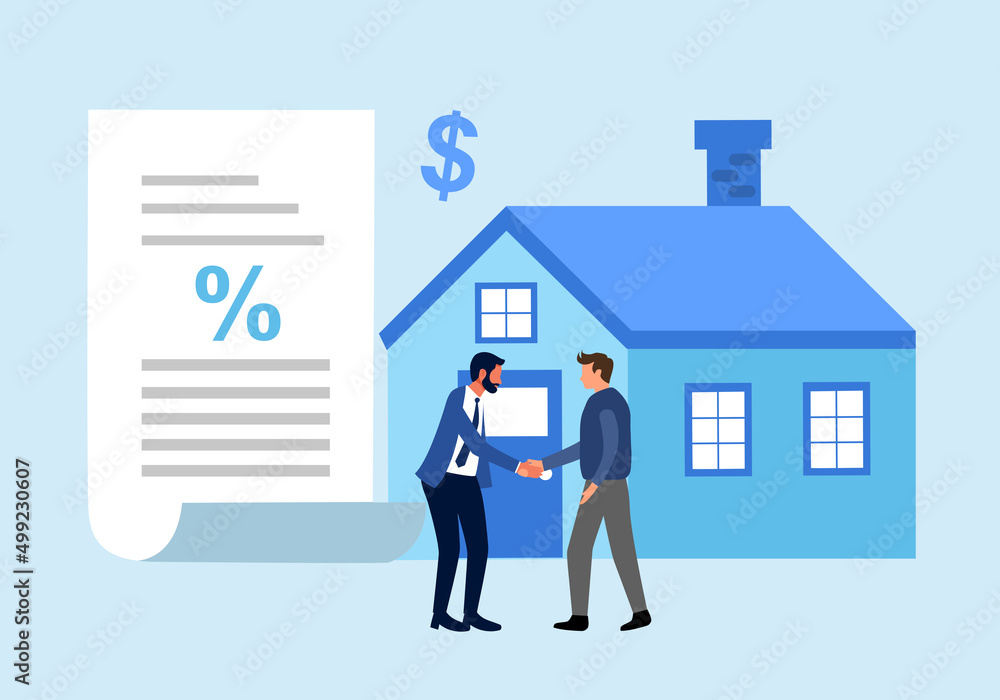 Home loan or mortgage refinance concept vector illustration on white background. Home loan or mortgage refinance concept vector illustration on white background.