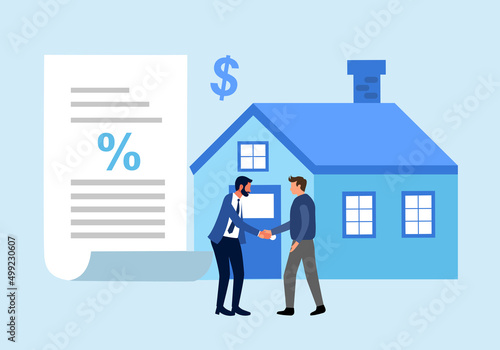 Home loan or mortgage refinance concept vector illustration on white background.