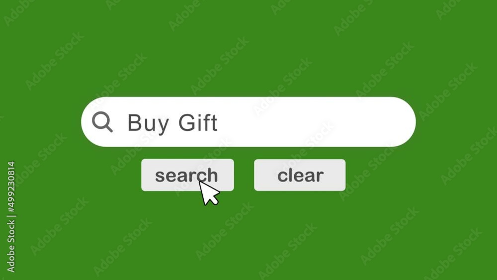 buy gift typing on Search Bar with click Animation On Green Background.searching the word on internet search browser. buy gift typing on Search Bar with click Animation On Green Background.searching the word on internet search browser.