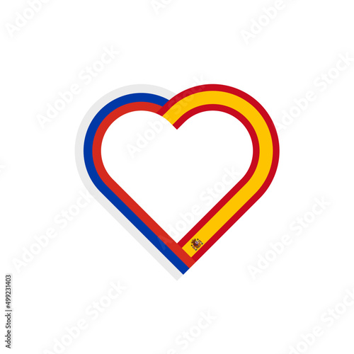 unity concept. heart ribbon icon of russia and spain flags. vector illustration isolated on white background
