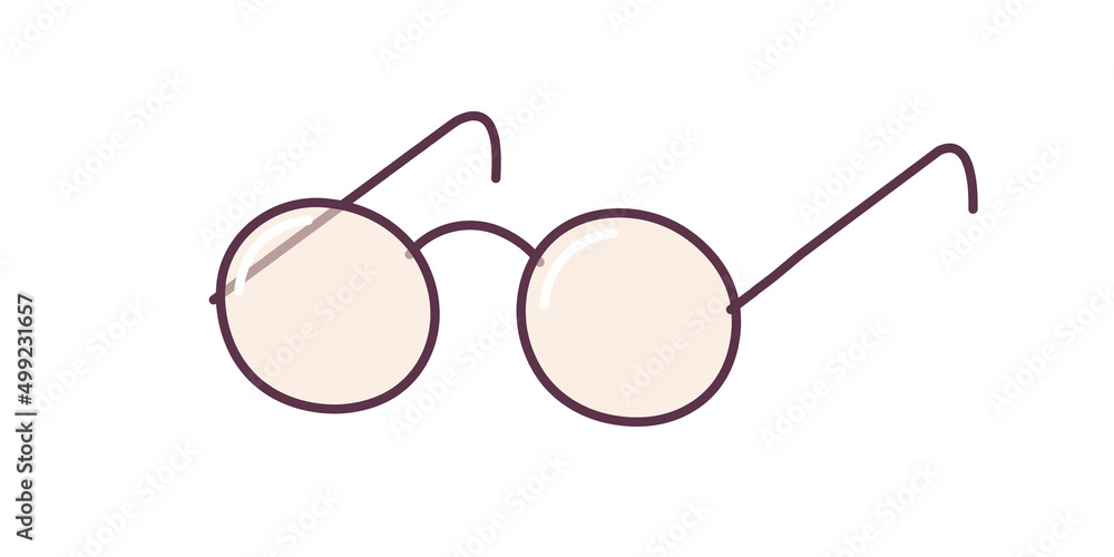 Retro round-shaped glasses. Lenses. Glass. The frame. A fashion accessory. Vector illustration. Retro round-shaped glasses. Lenses. Glass. The frame. A fashion accessory. Vector illustration.