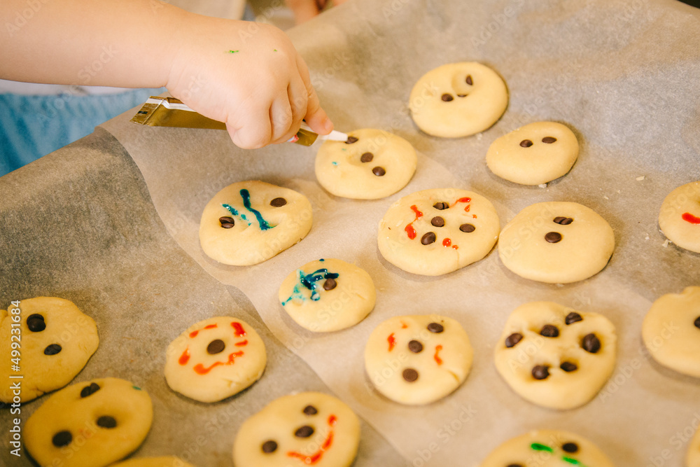 Baking with children's hands homemade cookies Baking with children's hands homemade cookies