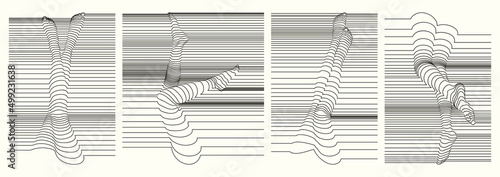 Slim female legs. Woman body in sensual pose. Isolated linear element