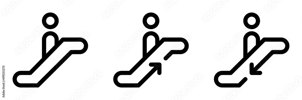 Escalator outline icons set. Editable stroke. Vector graphics Escalator outline icons set. Editable stroke. Vector graphics