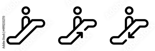 Escalator outline icons set. Editable stroke. Vector graphics