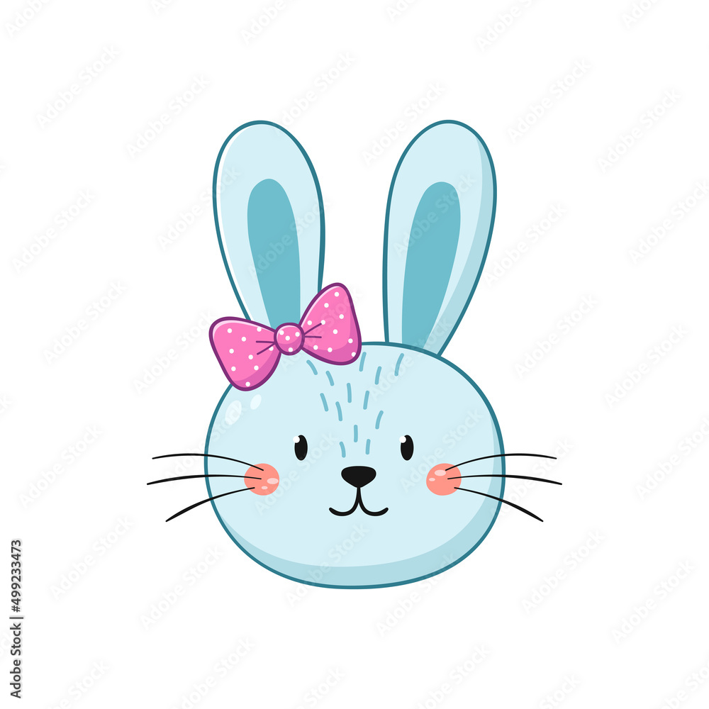 Cute rabbit face. Little bunny in cartoon style. Vector illustration. Cute rabbit face. Little bunny in cartoon style. Vector illustration.